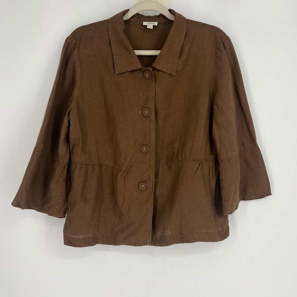 NWOT J. Jill 100% Linen Button Down | Size MP